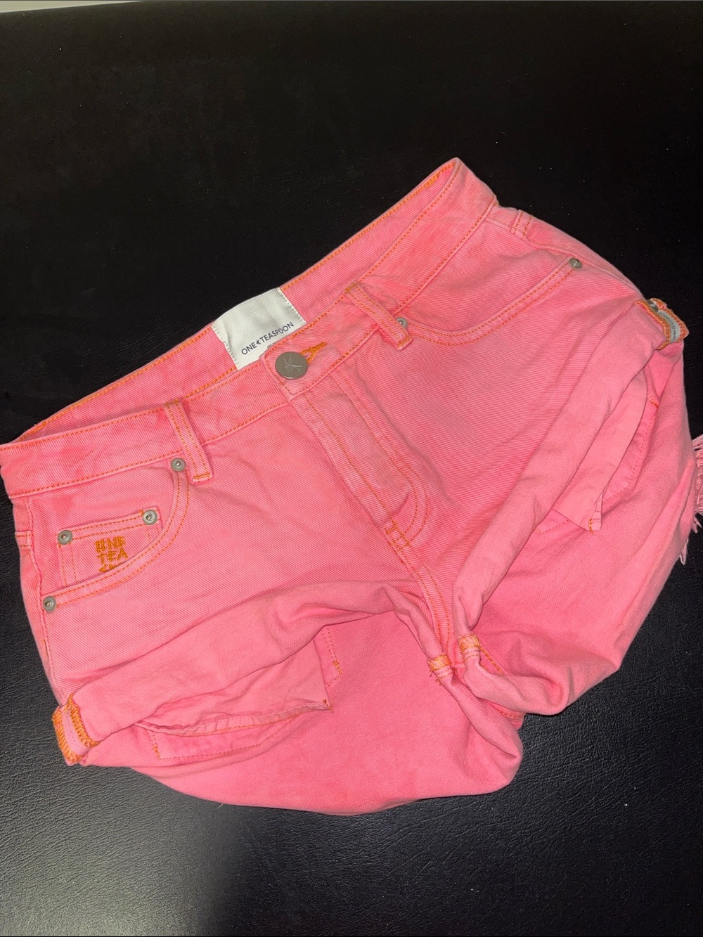 One Teaspoon Coral Pink Denim Cutoff Shorts bandits 25